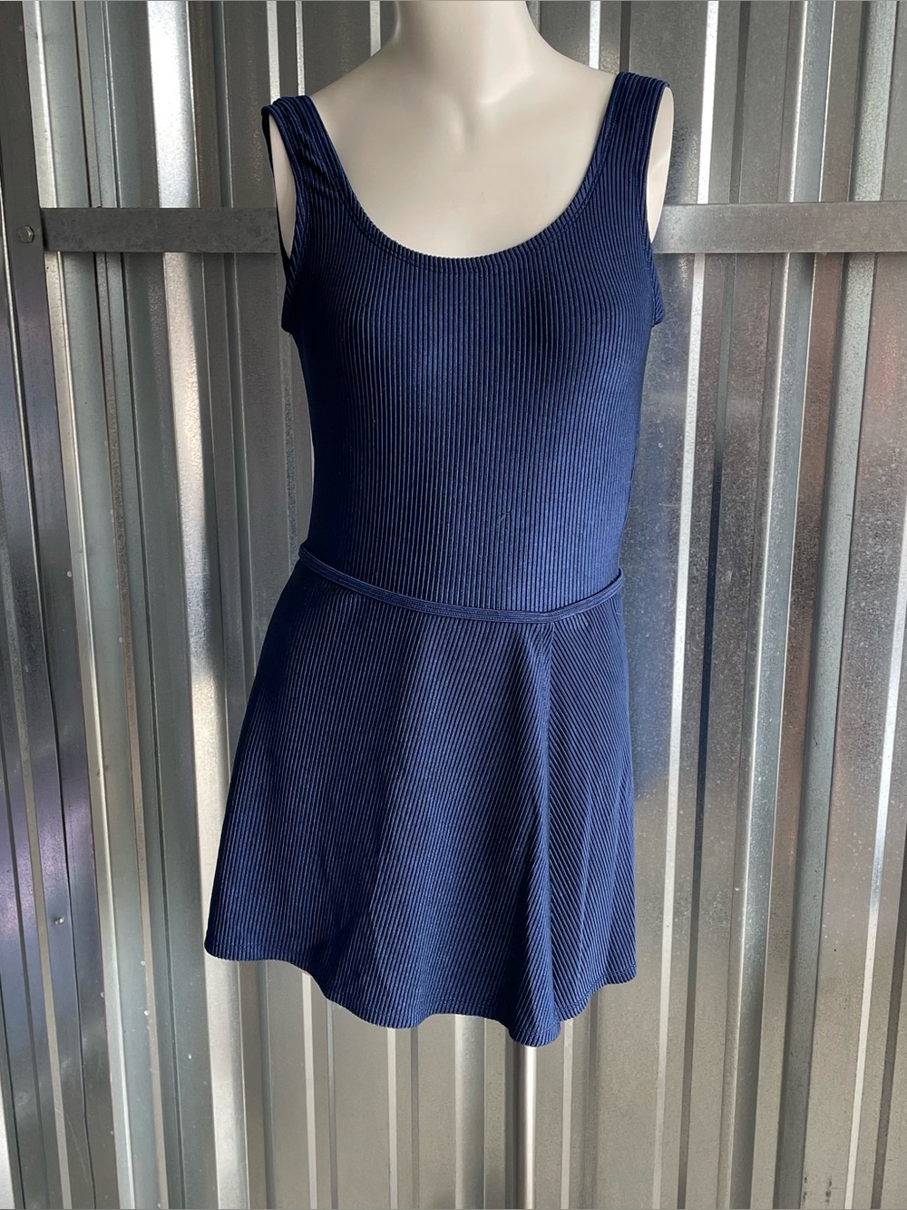 Vintage Catalina Navy One Piece Swimsuit Medium Low Back Swim Dress Cover Up